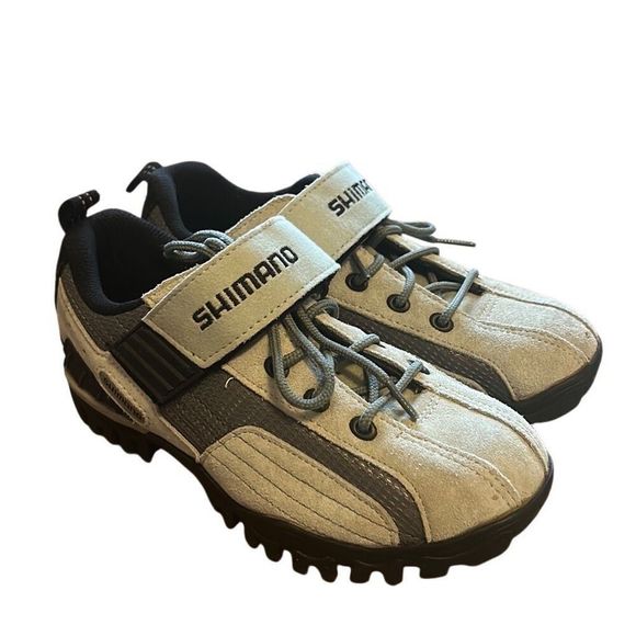 Shimano Mountain Bike Cycling Shoes Gray Lace Up Hook and Loop Strap - Picture 1 of 8